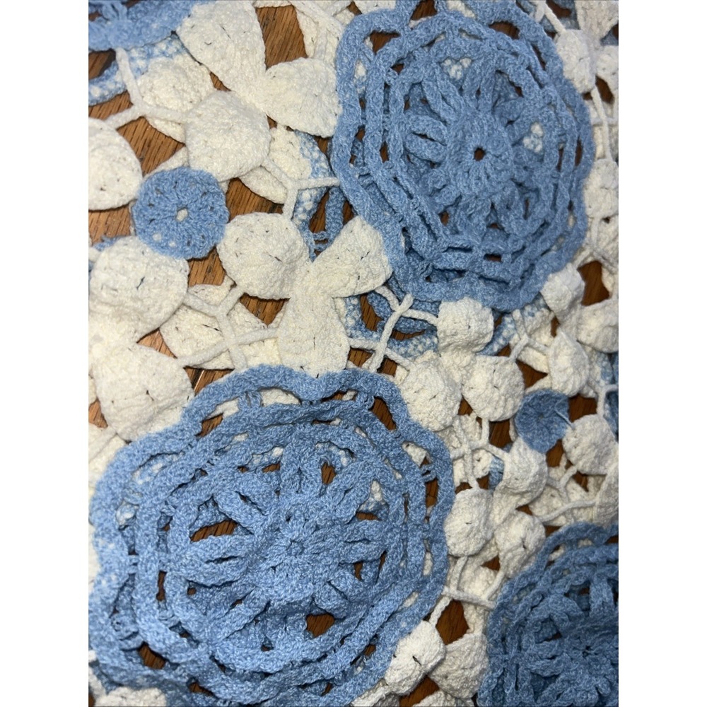 Altar'd State Crochet Cropped Sweater Tank Taupe Blue Rosette Granny Squares L - Picture 3 of 3